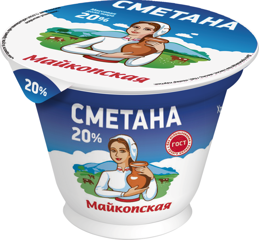 

Сметана Майкопская Молочная продукция 20%, без змж 180 г