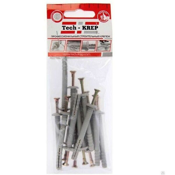 Дюбель-гвоздь с грибной манжетой TECH-KREP, 6х60мм, 14шт