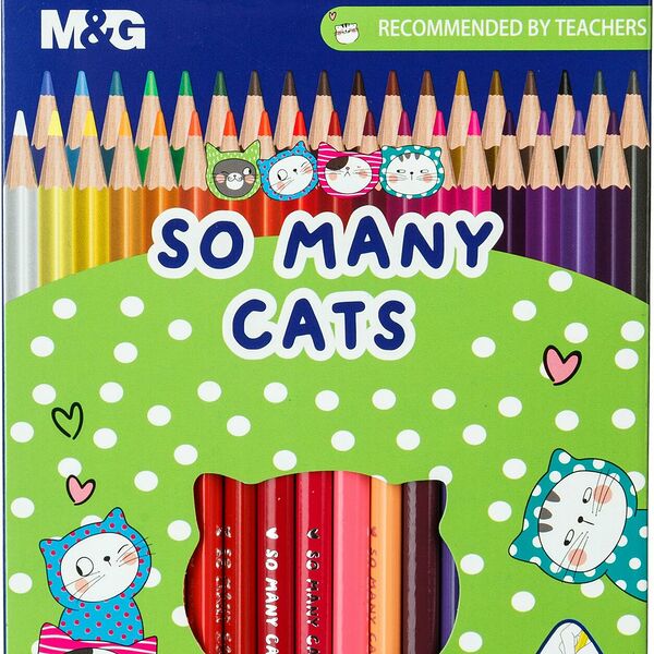 Карандаши цветные So Many Cats деревянные трехгранные, 36 цветов в наборе