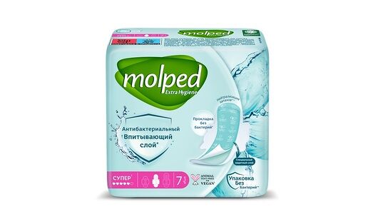 Прокладки гигиенические Molped Ultra с крылышками супер антибактериальные