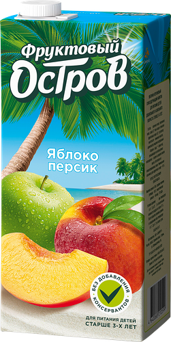 Напиток сокосодержащий Фруктовый остров Яблоко персик 930 мл