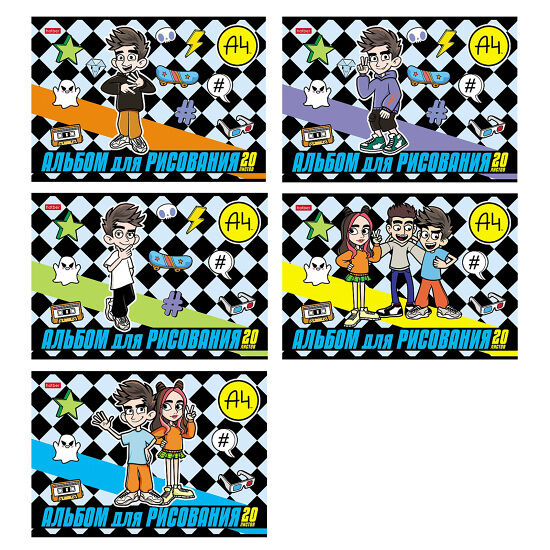 Альбом для рисования Hatber Влад А4 на скобе А4, 20 л 1шт в ассортименте