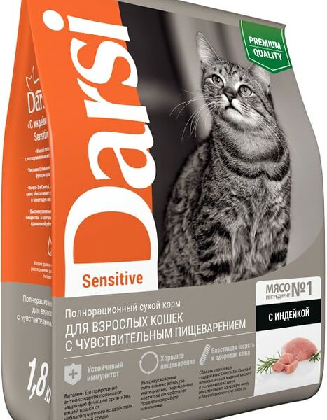 Сухой корм для кошек Darsi Sensitive Индейка 1.8кг