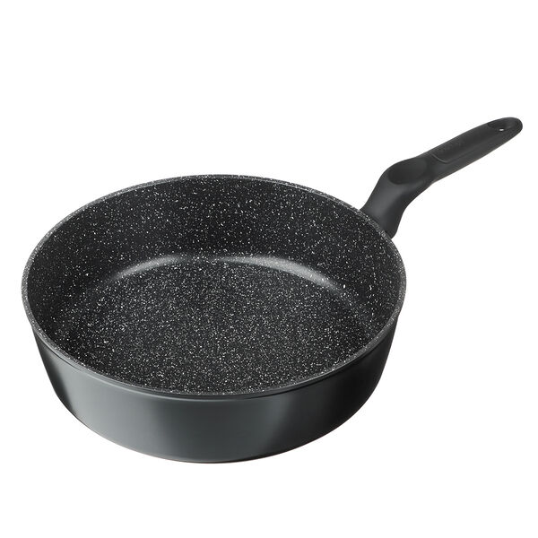 Satoshi стоун сковорода литая глубокая d 28см, антипригарное покрытие мрамор, индукция