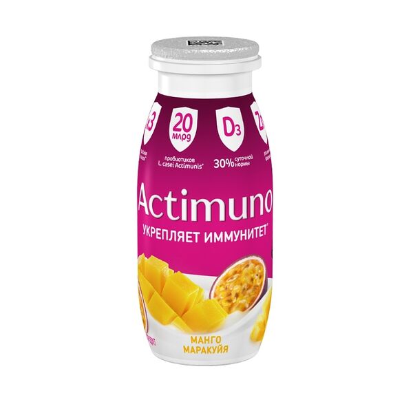Кисломолочный напиток Actimuno манго-маракуйя и цинк 1,5% БЗМЖ