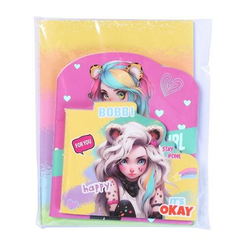 Набор 3 фигурных блокнота Leopard Girl клетка 32л