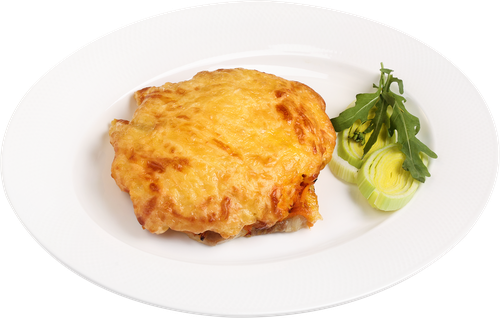 

Свинина запеченная с овощами под сыром 150 г