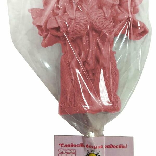 Карамель фигурная леденцовая СахароварЪ Мишка с тюльпанами матовая