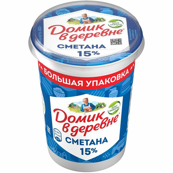Сметана Домик в деревне 15%, 450 г 