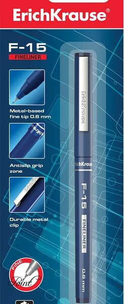 Ручка ErichKrause F-15 Stick Classic капиллярная черная 0.6 1шт