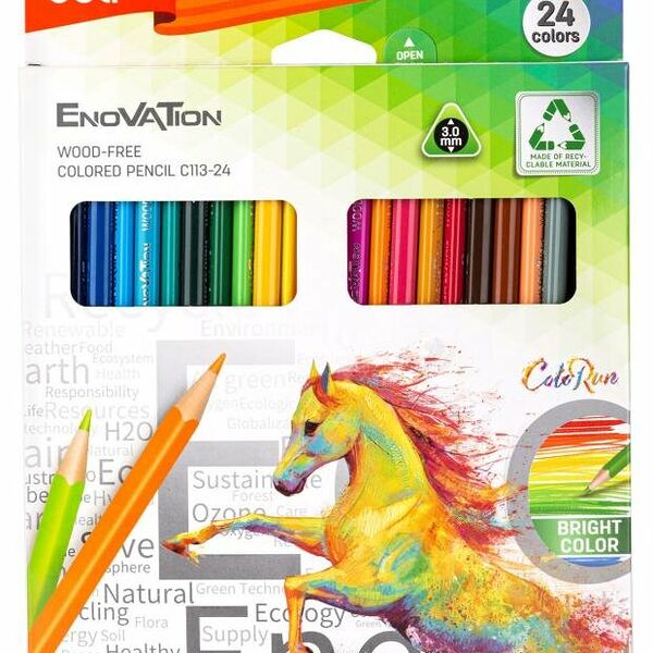Карандаши цветные Deli EC113-24 Enovation трехгранные, 24 цвета