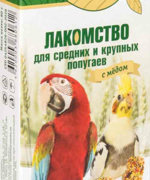 Лакомство для средних и крупных попугаев Triol с мёдом