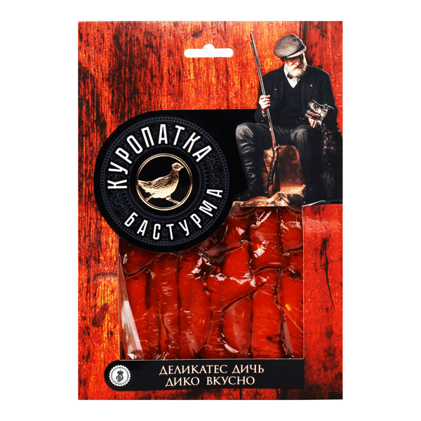 Колбаса Деликатес Дичь Бастурма из куропатки сыровяленая нарезка, 100г
