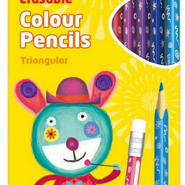 Карандаши цветные стираемые Keyroad с ластиком 12 цветов