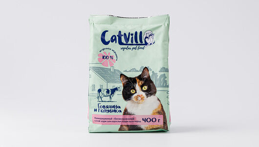 Корм сухой для кошек VILL Говядина с голубикой, 400г