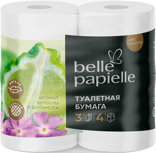 Туалетная бумага Belle Papielle Вербена и Бергамот, 3 слоя 4 рулона