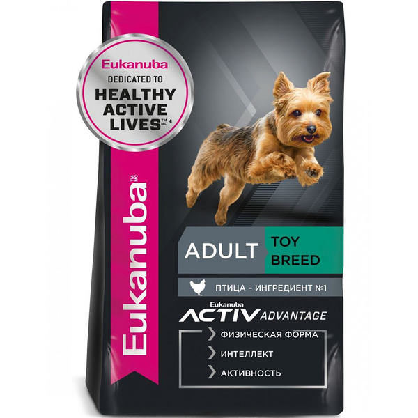 Корм для собак Eukanuba Adult toy breed 1 и Years для взрослых собак миниатюрных пород 500г