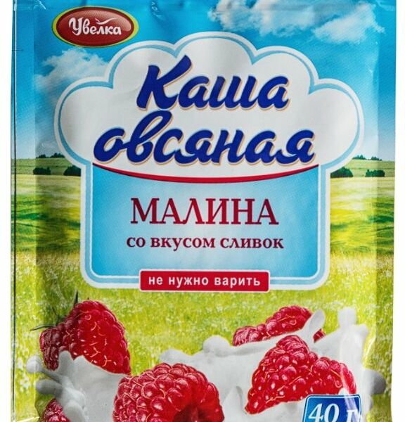 Каша овсяная Увелка с  малиной и сливками, порционная 1 шт