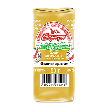 

Сырок творожный Свитлогорье Золотая ириска в карамельной глазури 23%, 50 г