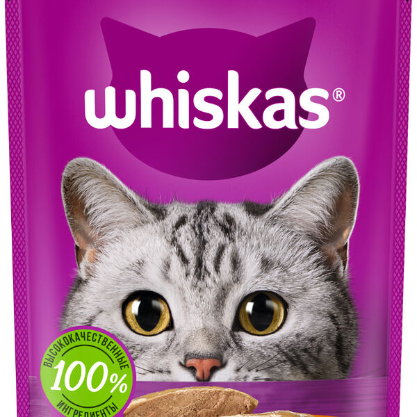 Влажный корм WHISKAS® для кошек, паштет с курицей и индейкой, 75г