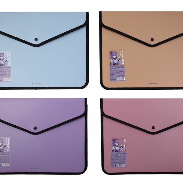 Папка-конверт Erich Krause Matt Manga на кнопках А4 в ассорт. 1шт 