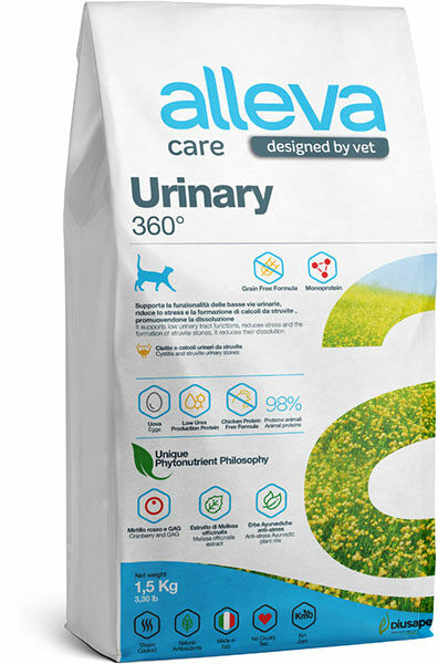 Сухой диетический корм для кошек Alleva Care Urinary 360 для растворения струвитных камней 1,5 кг
