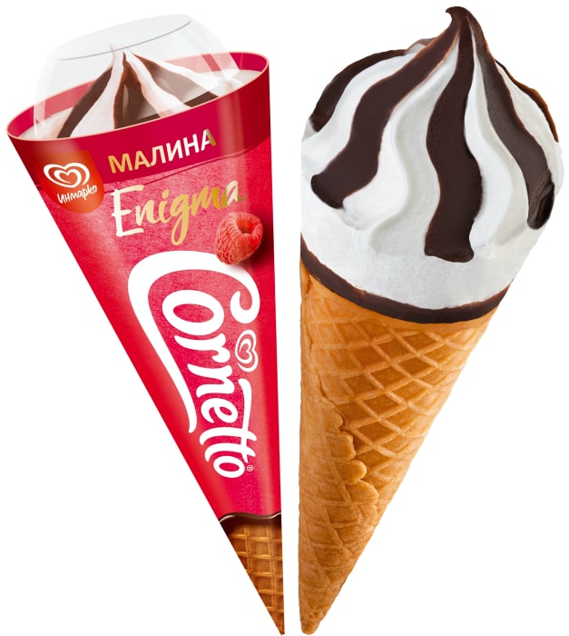 

Мороженое Cornetto Enigma ванильное с малиной в рожке 73 г
