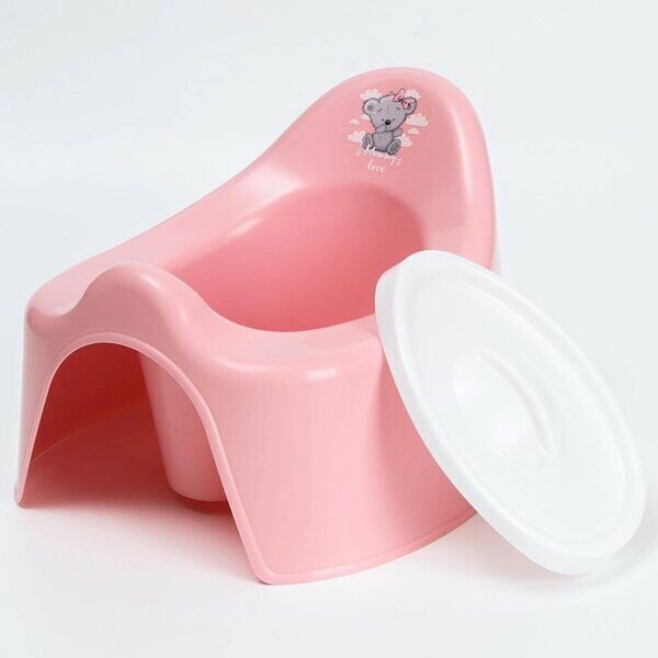 Горшок детский с крышкой Mommy love нежно-розовый