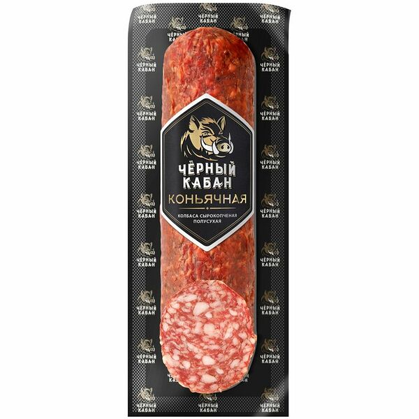 Колбаса Черный Кабан Зернистая сырокопченая полусухая с черным перцем 300г