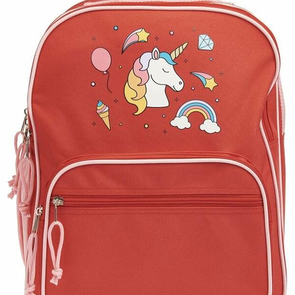 Рюкзак школьный с карманами розовый, 38x17x32 см