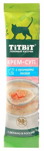 TITBIT Крем-суп для кошек с кусочками лосося 10 г 