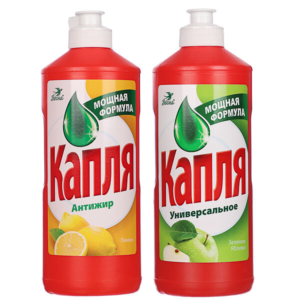 Средство для мытья посуды капля vox соль-эффект лимон/яблоко, п/б, 450 г, в ассортименте