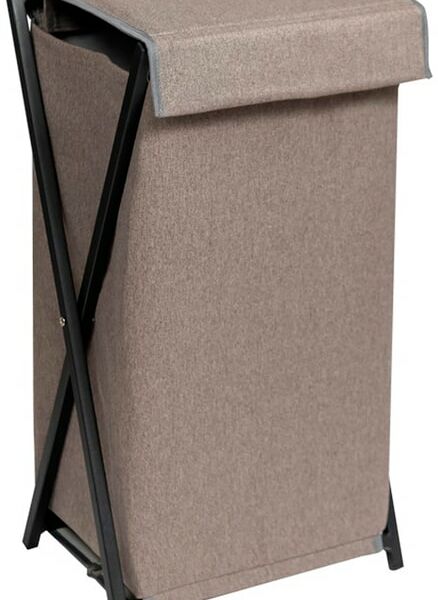 Корзина для белья Violet Элит складная серый черный