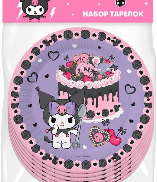 Набор бумажных тарелок ND Play Kuromi 18см 6шт