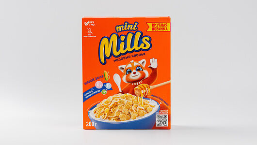 Хлопья кукурузные Mini Mills Медовые, обогащенные витаминами и железом