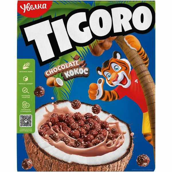 Шарики шоколадные Увелка Tigoro с кокосом, 200г