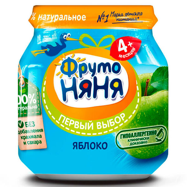 Пюре ФрутоНяня 100г яблоко гипоаллергенное с 4 месяцев