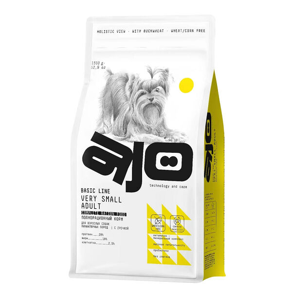 Сухой корм Ajo Dog Very Small Adult с гречкой для взрослых собак миниатюрных пород, 1.5 кг