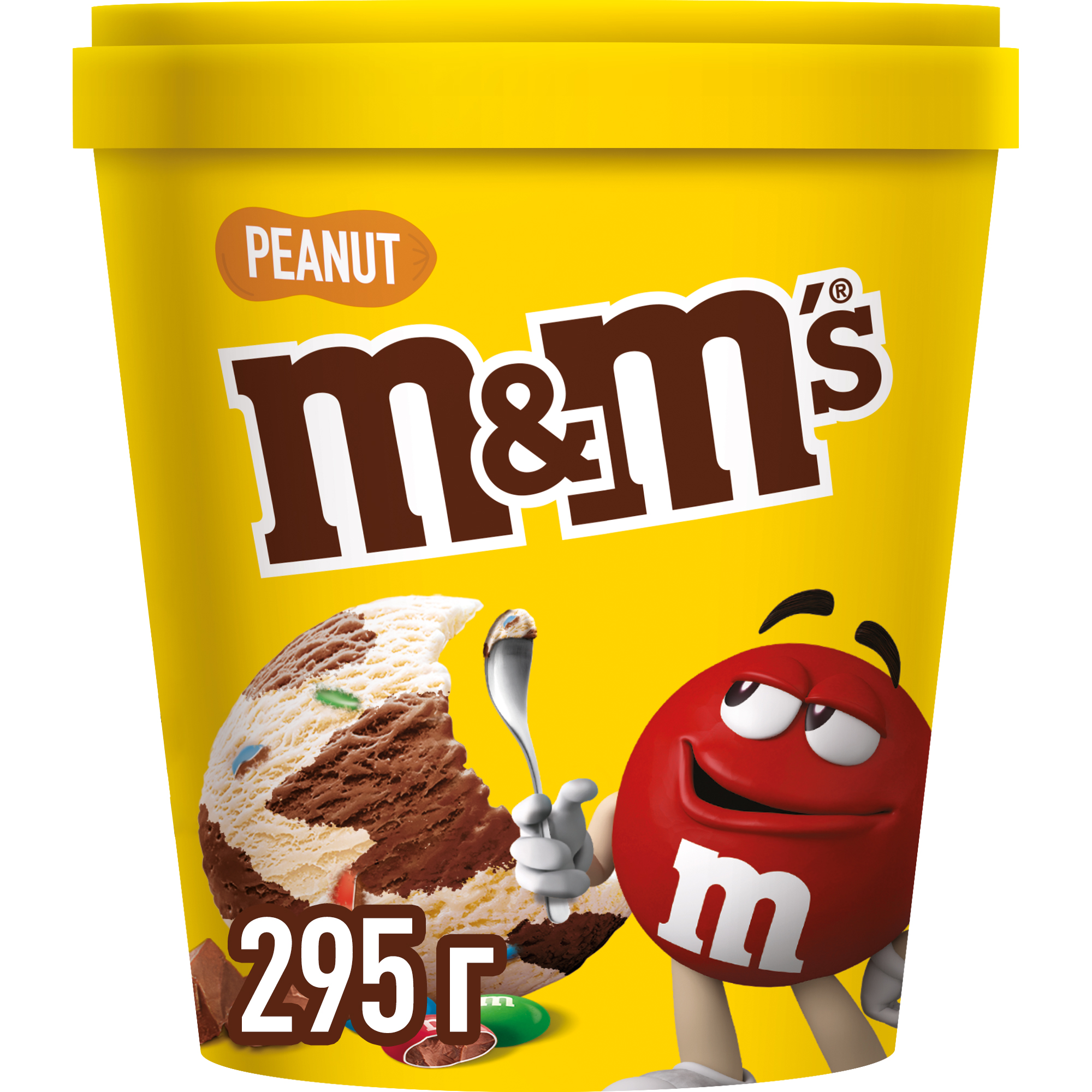 

Двухслойное мороженое молочное M&M's арахисовое и сливочное шоколадное с драже, ведерко, 295 г