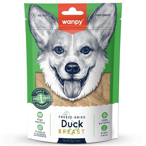 Лакомство для собак Wanpy Dog сублимированное Утиная грудка, 40г