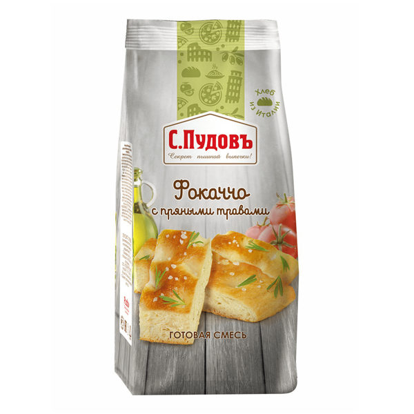 Смесь мучная С.ПУДОВЪ Фокаччо, с пряными травами, 400г