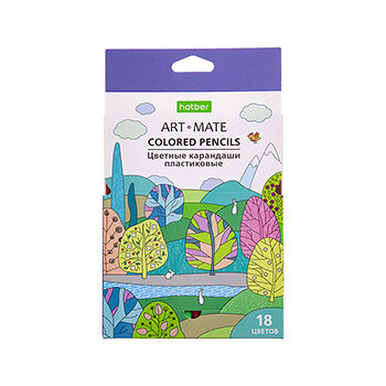 Набор цветных карандашей Hatber пластиковые с заточкой ECO упак 18 цв в наборе ART-Mate