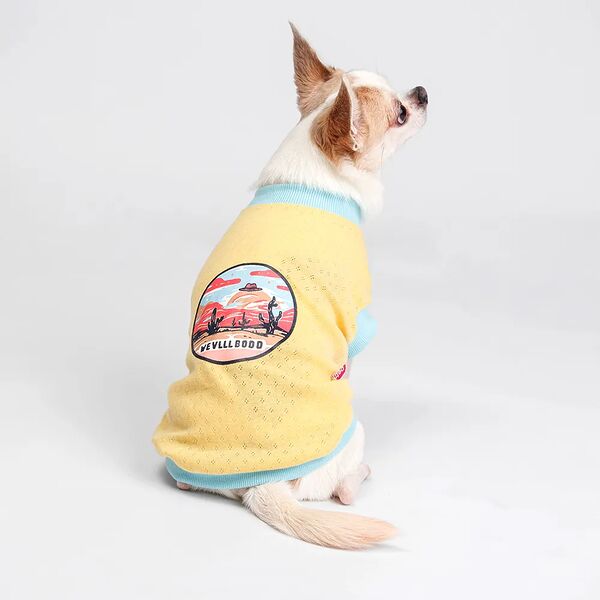 Petmax Футболка желтая с пейзажем S