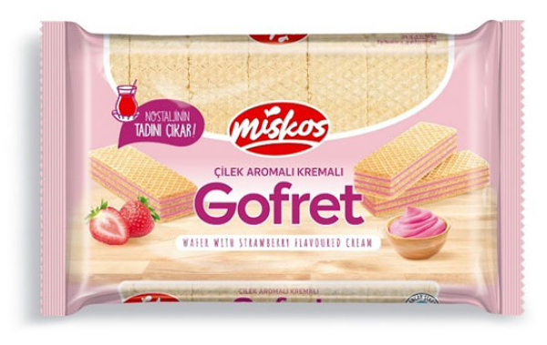 Вафли Miskos Gofret с клубничным кремом, 200г