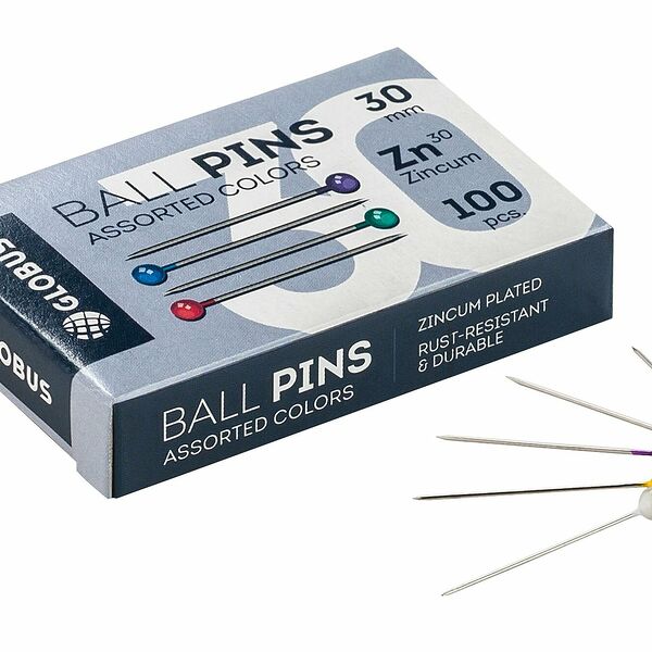 Булавки для пробковых досок Глобус 30 мм 100 шт цвет ассорти, карт уп