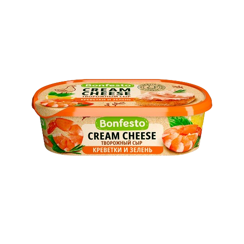 Сыр творожный Кремчиз Со вкусом креветки и зеленью 65% 140г Bonfesto