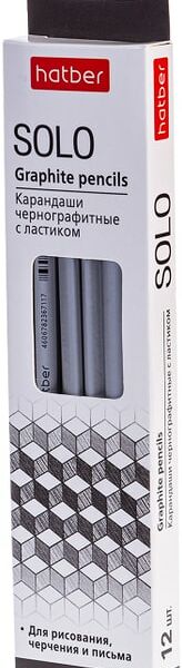 Набор карандашей Hatber Solo с ластиком чернографитные HB 12шт