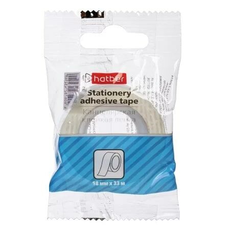 Клейкая канцелярская лента Hatber, 18 мм х 33 м
