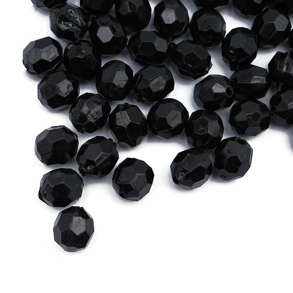 MG.3241 Бусины пластиковые, акрил, прозрач. в цвете, граненые круглые, 10мм, 25гр, Astra&Craft(MG.3241.45 черный)