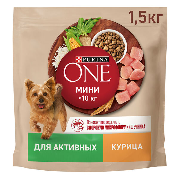 Сухой корм Purina One Мини для собак мелких пород с курицей и рисом 1.5 кг